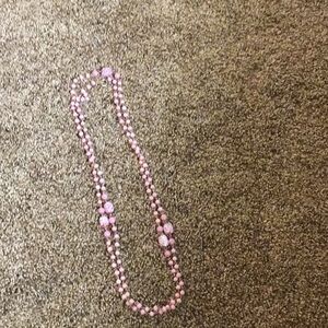 Vintage Coro Long Pink Glass Beaded Station Necklace *